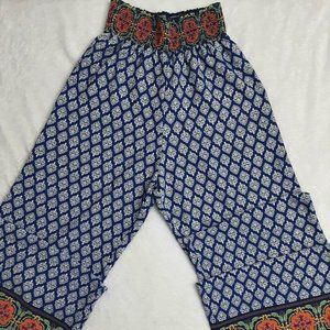Silky Wide Leg Pants with Bohemian Print